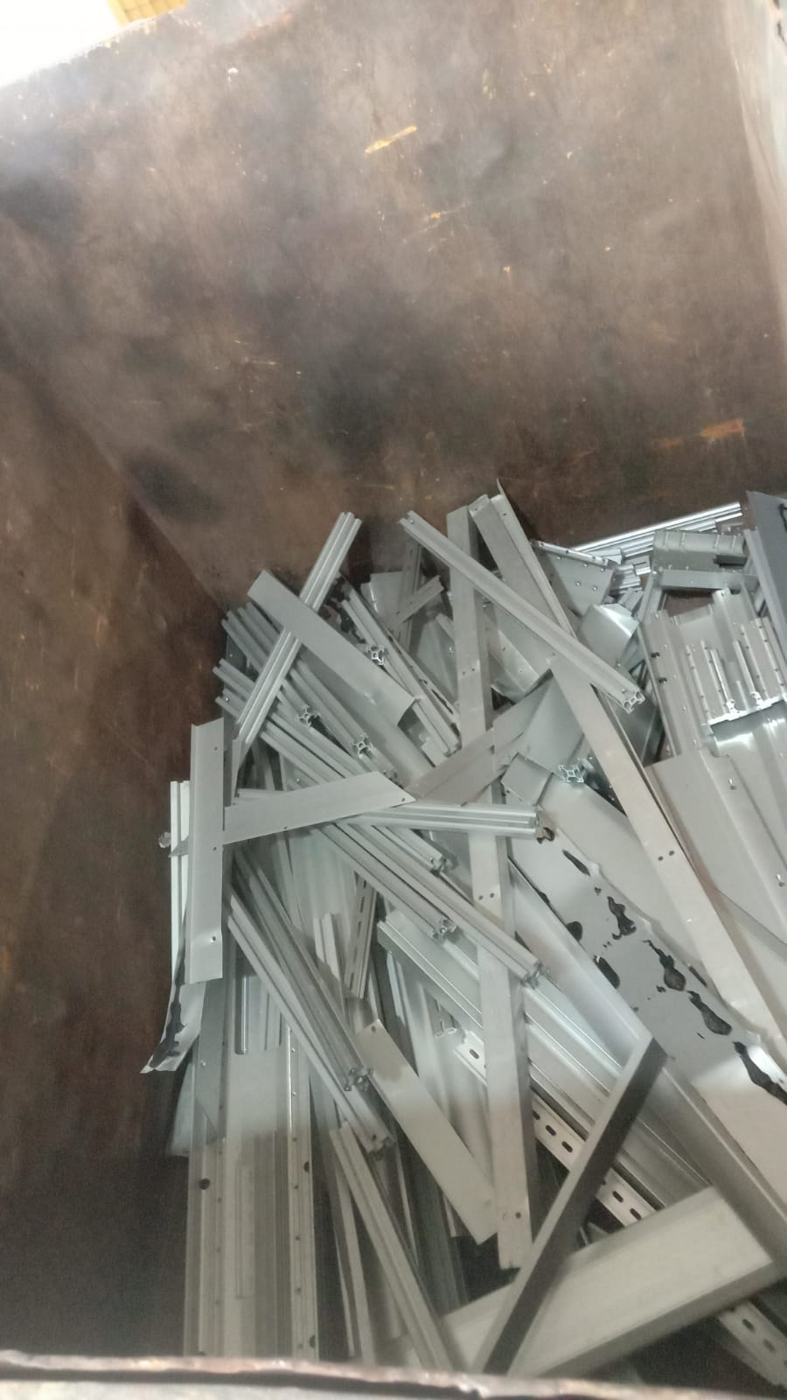 Sorted metal profiles in a bin